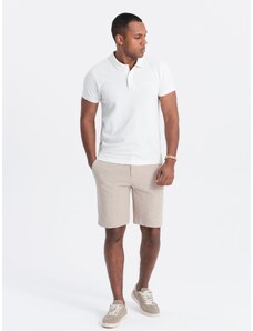 Ombre Men's shorts made of two-tone melange knit fabric - sand