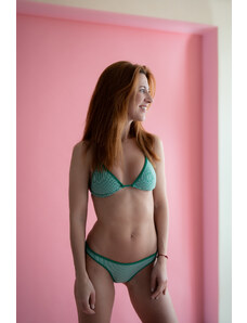 Tommy Hilfiger high leg spodní díl plavek bikini - zelená s proužkem