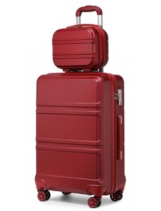 Kono cestovní kufr na kolečkách s kosmetickým kufříkem ABS - 8L/49L - bordó