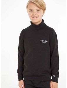 Dětský bavlněný svetr Calvin Klein Jeans černá barva, lehký