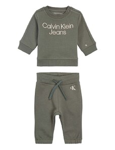 Kojenecká tepláková souprava Calvin Klein Jeans zelená barva