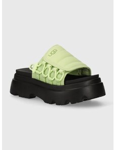 Pantofle UGG Callie dámské, zelená barva, na platformě, 1152697