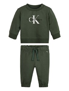 Dětská tepláková souprava Calvin Klein Jeans zelená barva