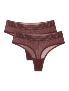 Dámské kalhotky Tempting Sheer Highwaist String 2P - Decadent Chocolate - hnědé 7572 - TRIUMPH