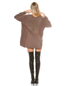 Style fashion Trendy KouCla oversize sweater with mesh Cross