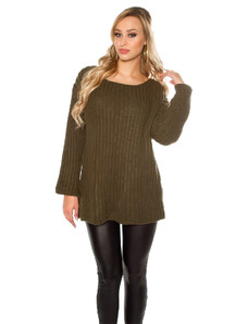 Style fashion Trendy XXL volný pletený svetr s. šněrování v zadní části