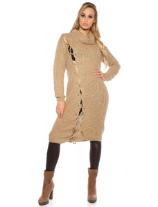 Style fashion Trendy KouCla pletené šaty s XL límcem