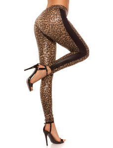 Style fashion Sexy KouCla shiny-leggs in leo-look