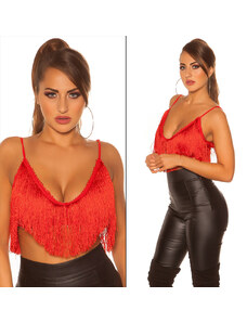 Style fashion Sexy KouCla Crop Top with fringes