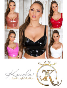 Style fashion Sexy Koucla Latex Look Träger Crop Top