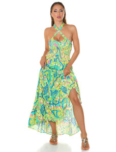 Style fashion Módní letní šaty s potiskem na krku