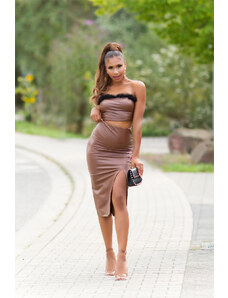 Style fashion Sexy midi sukně s vysokým pasem z umělé kůže