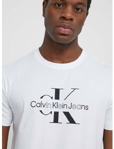 Bavlněné tričko Calvin Klein Jeans bílá barva, s potiskem