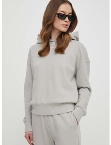 Mikina Calvin Klein dámská, béžová barva, s kapucí, hladká