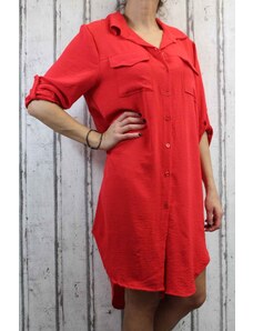 Italy Moda Dámská dlouhá, letní košile - košilové šaty - červené