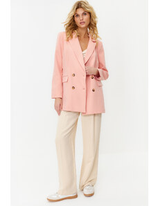 Trendyol Dusty Rose Oversize Lined Buttoned Woven Blazer Jacket