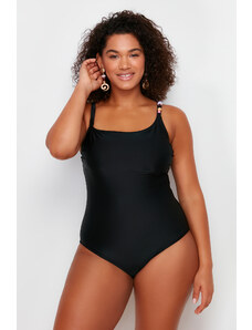 Trendyol Curve Black Single Shoulder Swimsuit with Enhancing Effect