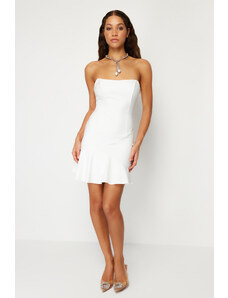 Trendyol Bridal White Body-fitting Woven Lined Flounce Wedding Elegant Evening Dress