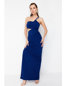 Trendyol Saxe Blue Window/Cut Out Detailed Long Evening Evening Dress