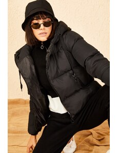 Bianco Lucci Women's Black Hooded Puffer Coat