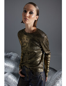 Trendyol Gold Basic Foil Printed Knitwear Sweater