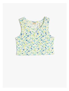 Koton Floral Crop Athlete Sleeveless Round Neck