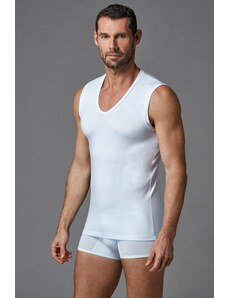 Dagi Men's White V-Neck Micro Modal Sleeveless Undershirt