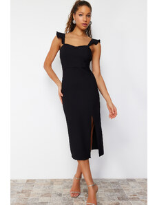 Trendyol Black Ruffle Strap Detailed Woven Dress
