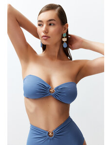 Trendyol Blue Strapless Accessory Bikini Top