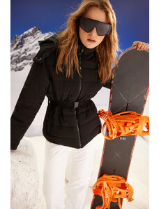 Trendyol Black Winter Essentials/Ski Collection Vodotěsná péřová bunda s kapucí