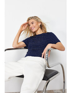 Trendyol Navy Blue Premium/Special Yarn T-shirt Look Knitwear Sweate