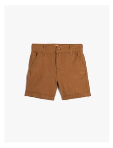 Koton Boys' Linen Shorts with Buttons and Pocket