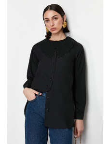 Trendyol Black Baby Collar Cotton Woven Shirt