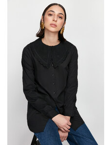 Trendyol Black Baby Collar Cotton Woven Shirt