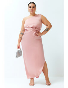 Trendyol Curve Pink Satin Woven Dress