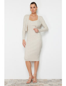 Trendyol Beige Knitwear Midi Dress