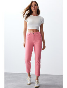 Trendyol Pink High Waist Mom Jeans