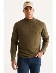 AC&Co / Altınyıldız Classics Men's Khaki Anti-Pilling Standard Fit Normal Cut Half Turtleneck Knitwear Sweater.