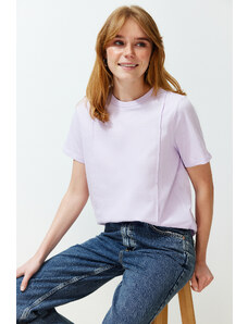 Trendyol Lilac Crew Neck Ribbed Regular Knitted T-Shirt