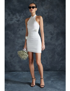 Trendyol Bridal White Body-Sitting Knitted Floral Wedding/Wedding Elegant Evening Dress