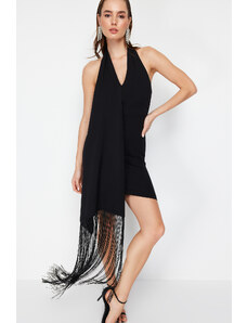 Trendyol Black Tassel Detailed Evening Dress