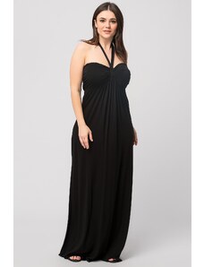 Şans Women's Plus Size Black Strapless Dress