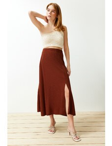 Trendyol Tile Textured Fabric Slit Detailed Woven Midi Skirt