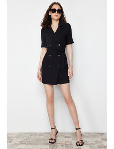 Trendyol Black Belted Button Detailed Mini Woven Jacket Dress