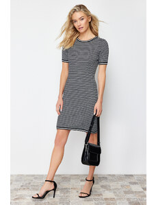 Trendyol Black Mini Knitwear Striped Basic Dress