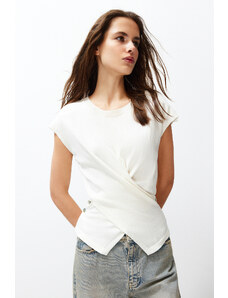Trendyol Ecru Cotton T-Shirt Look Knitwear Blouse