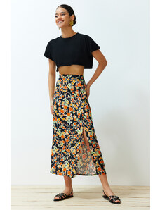 Trendyol Multicolored Viscose Fabric Floral Patterned Slit Midi Woven Skirt