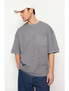 Trendyol Anthracite Oversize Pocket Textured Cotton T-Shirt