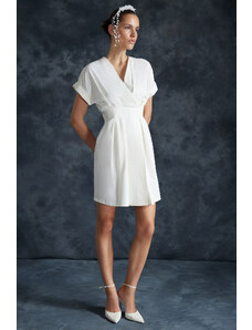Trendyol White Double Breasted Collar Woven Dress with Opening Waist