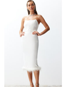Trendyol Bridal White Lined Corset Detailed Openwork Wedding/Wedding Stylish Evening Dress